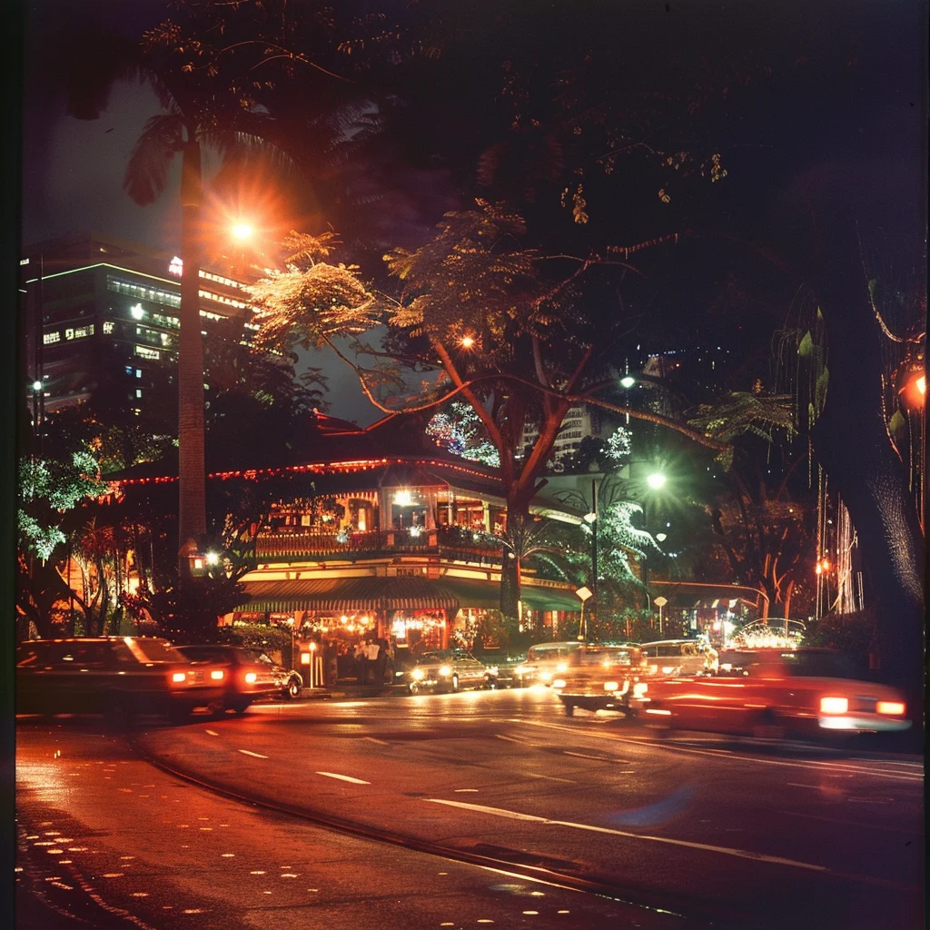 Night-time scene in Asian city in 1978